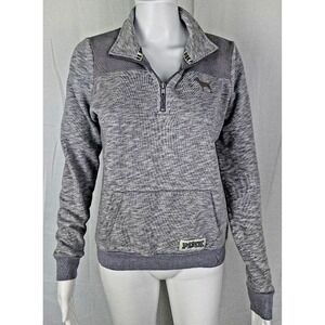 Victorias Secret PINK Size XS Pullover Sweater Gray Zippered Logo Size XS